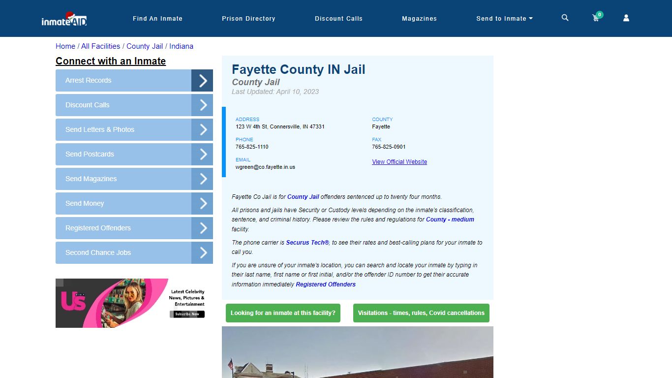 Fayette County IN Jail - Inmate Locator - Connersville, IN